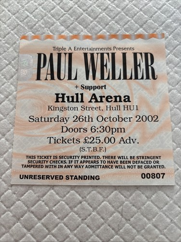 Paul weller concert ticket - weller,