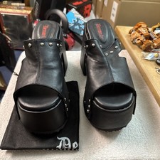 Black Chunky Platform 70s Punk Rock Gothic KISS Sandals Studs Shoes Demonia 10