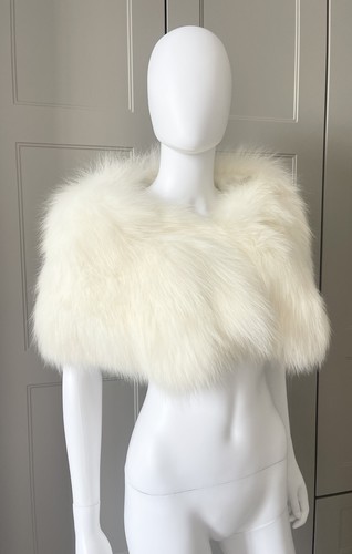 Real ivory fox fur wrap - ivory, shawl