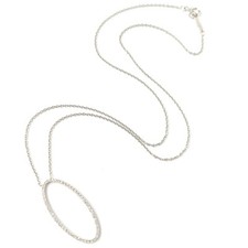 Tiffany & Co. Pendant 18ct White Gold Necklace Metro Oval Natural Diamond 16"
