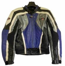 Mens RST Leather Motorcycle Jacket Black Blue Grey UK Size 42" Chest Armoured