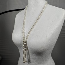 Faux Pearl Tassel Necklace