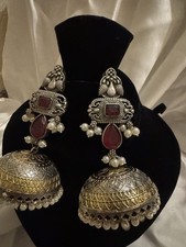 Oxidised Jhumka Ear Rings With