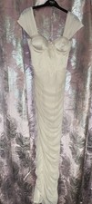 Oh Polly White Corset Satin & Lace Dress Ruched Maxi Length Bnwot Sz 6
