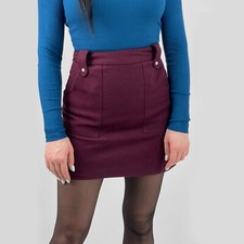 Mini Burgundy Wool Pencil Skirt Size 4  6  8 10 12 RRP £30