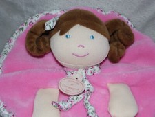 Doudou et Compagnie doll comforter soft toy pink blankie brown hair floral