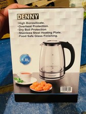 1.8L Electric Kettle Glass 360 Blue LED Illuminated Portable Jug 1500W UK Plug