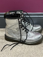 Stunning Silver Dr Martens Vegan Leather Boots Size 4