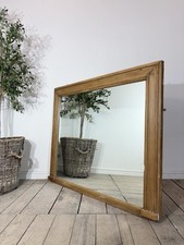 Large Antique Pine Overmantle Mirror 