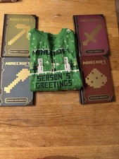Minecraft bundle Of 4 Handbooks And A Christmas Jumper Age 9/10