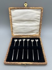 SET OF SIX ART DECO STERLING SILVER COCKTAIL STICKS, ADIE BROS, BIRMINGHAM, 1928