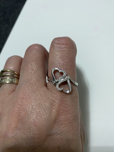 9ct white gold double love