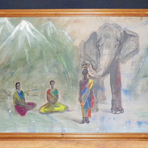 Large indian elephant painting - large,