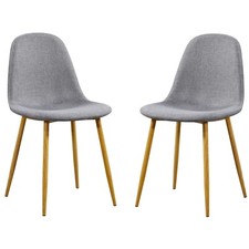 REBOXED 2 Designer Style Dining Chairs Modern Kitchen Seat Pair Fabric in Grey