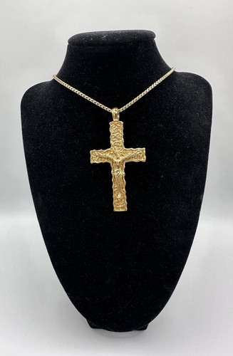 Gold silver cross pendant - gold,