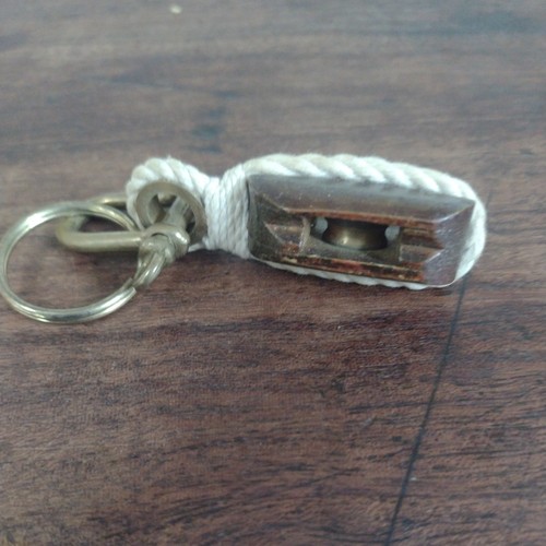 Nautical brass wood - wood, keyring