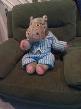 Large Silent Night Hippo Plush Teddy with Pyjamas 1980s Retro