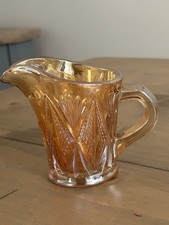 Amber Lustre Vintage Sowerby Jug 1920 Carnival Glass Hob & Button Marigold Amber