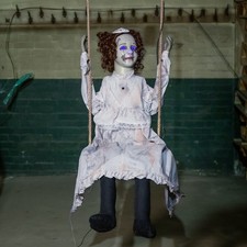 5.5ft Motion Activated Animated Swinging Decrepit Halloween Doll with LEDs