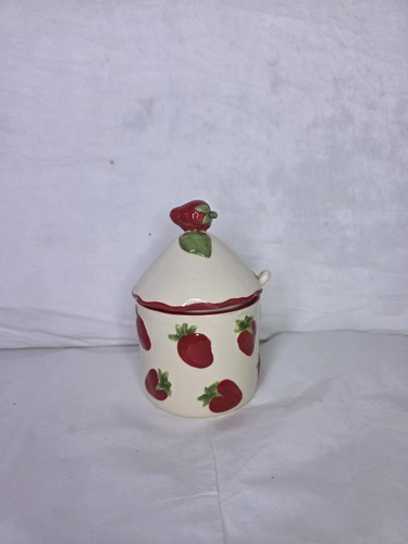 Vintage strawberry ceramic jam - vintage,