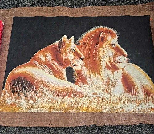 Papyrus artwork lion lioness - &,