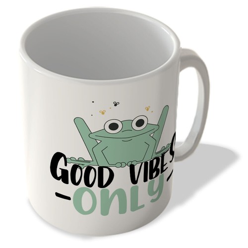 Good vibes only frog mug - vibes,