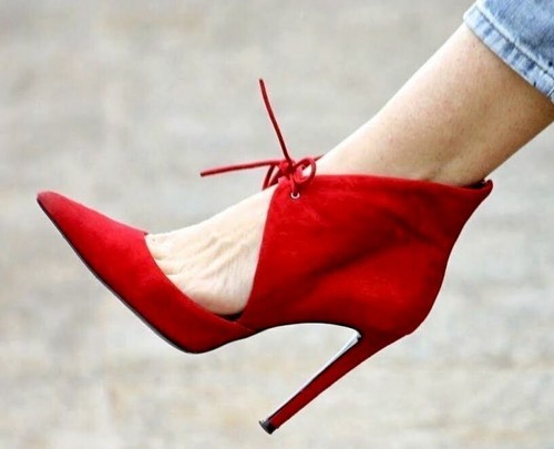 Zara red leather - leather, ankle