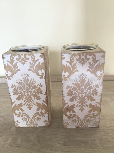 New wooden shabby chic candle - wooden,