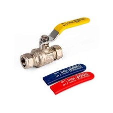 Full Bore Lever Ball Valve 15mm Yellow, Blue & Red Handle Included. WRAS and Gas