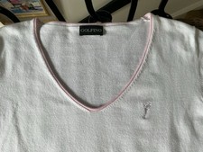 Golfino Ladies Sports White With Pink Trim Jumper Size 12 Perfect Condition