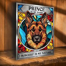 Personalised German Shepherd Sign Metal Dog Mischief Custom Pet Pup Plaque DG21