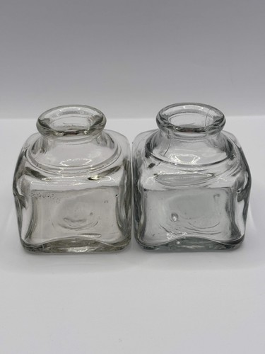 Old clear glass inkwells - old,