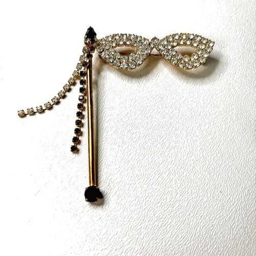 Vtg black clear rhinestone - vtg.,