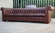 Chesterfield Leather 4 Seater Sofa In Oxblood 