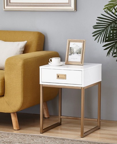 White gold bedside table - gold,