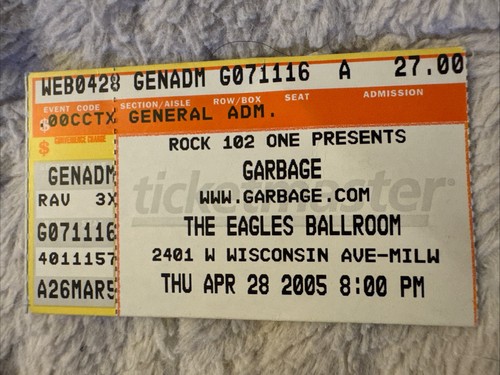 2005 garbage concert ticket - 2005,