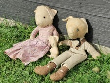 Irish Folk Art Handmade Primitive Rag Doll Mouse Family Father Mother and Baby