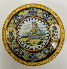 VINTAGE HENRIOT QUIMPER LIDDED POT FAIENCE FRANCE EARTHENWARE CERAMIC