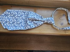 Silver And Blue Wedding Cravat.  Clip Fastening. Silver Lining. worn once.