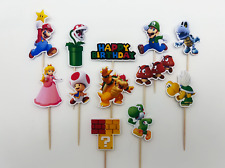 12 x Super Mario Cake Toppers Cupcake Topper | Mario Birthday Party Decorations