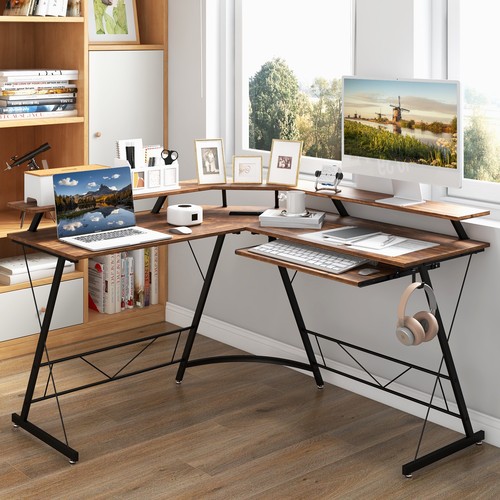 Shaped computer desk with - desk,