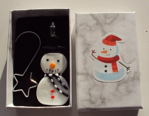 Lampwork glass snowman - lampwork, blue