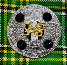 Scottish Kilt Fly Plaid Brooch