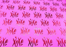 Gift Wrap Hugs Kisses Birthday Valentine XOXO Foil Wrapping Paper 2 Sheet 2 Tags
