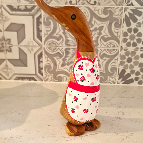 Wooden duck ornament figurine - ornament,