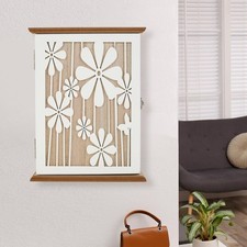 Key Cabinet, Key Boxes Wall Mounted Wooden Key Cupboard with 6 Key Hooks, Decor