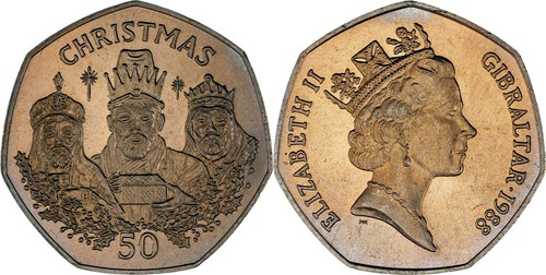 50p pence gibraltar 1988 unc - 1988,