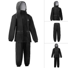 ZORAX Black 4Y - 14Y Child Kids Waterproof Rain Suit Jacket Trousers Reflective