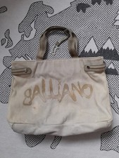 John Galliano Tote Shopper Bag Beige Cotton Canvas