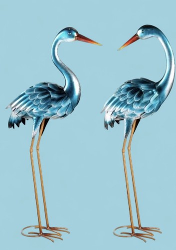 Tall blue heron statue - 35",